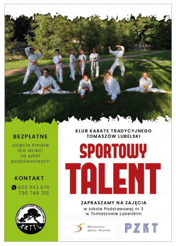 Bezpłatne Karate w Tomaszowie Lubelskim "Sportowy Talent"