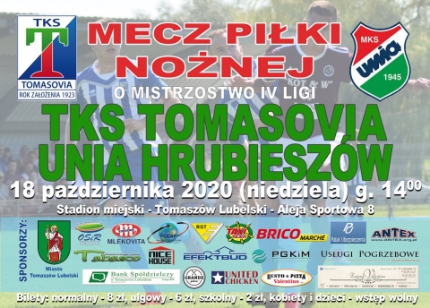 Zapraszamy na mecz piłki nożnej TKS Tomasovia - Unia Hrubieszów