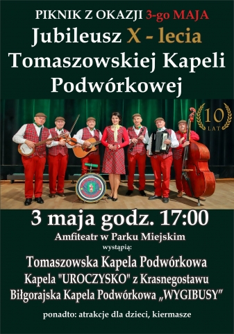 10 lat Tomaszowskiej Kapeli Podwórkowej. Zaproszenie na koncert.
