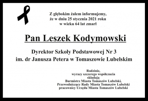 Wczoraj do domu Pana odszedł nasz Przyjaciel Leszek Kodymowski