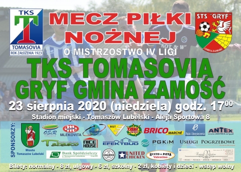Zapraszamy na mecz TKS Tomasovia - Gryf Gmina Stary Zamość